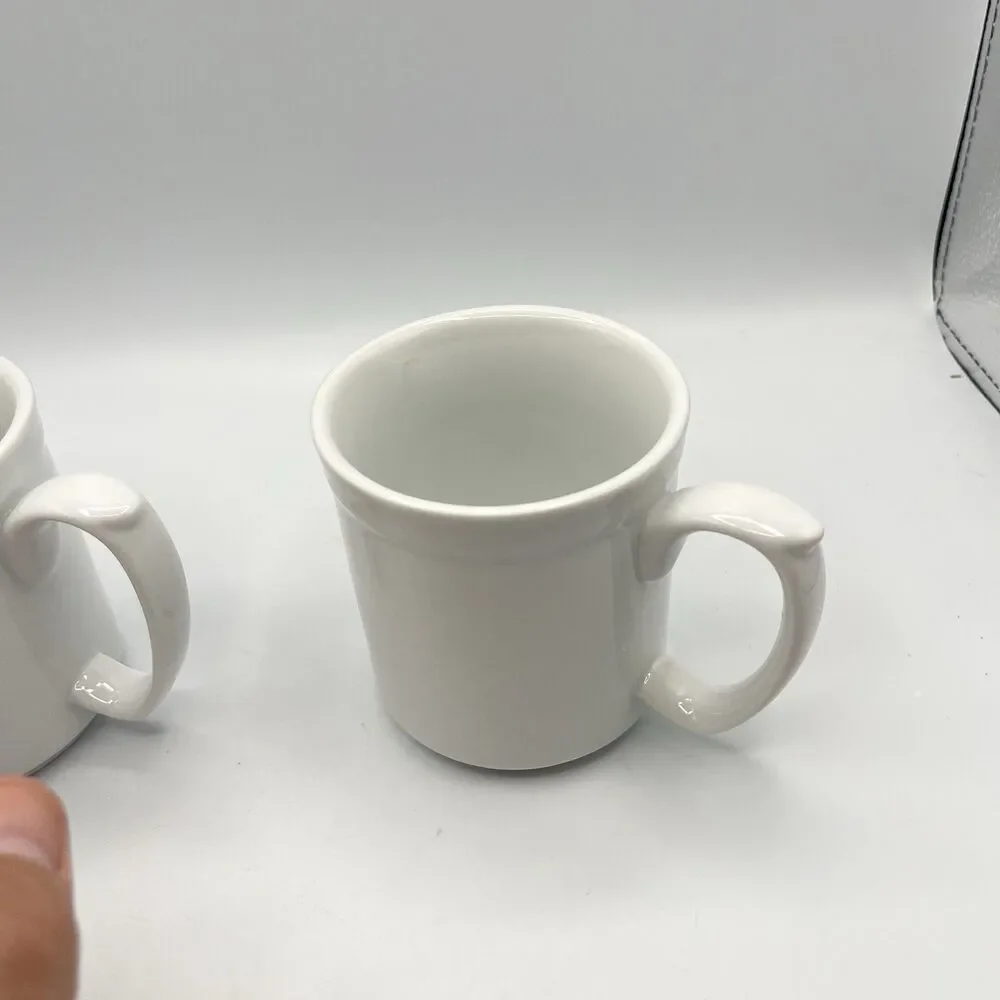 (2) William Sonoma Pantry Essentials White Coffee/Tea Mugs/Cups 3.75” 10 OZ